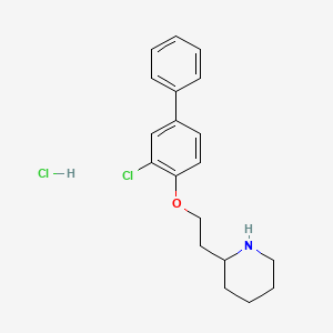 molecular formula C19H23Cl2NO B1426388 2-{2-[(3-Chloro[1,1'-biphenyl]-4-yl)oxy]-ethyl}piperidine hydrochloride CAS No. 1219967-46-0