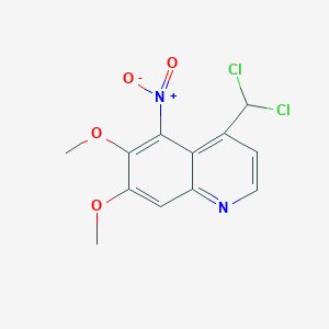 molecular formula C12H10Cl2N2O4 B14263985 Quinoline, 4-(dichloromethyl)-6,7-dimethoxy-5-nitro- CAS No. 184957-72-0