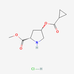 molecular formula C10H16ClNO4 B1426410 Methyl (2S,4S)-4-[(cyclopropylcarbonyl)oxy]-2-pyrrolidinecarboxylate hydrochloride CAS No. 1354486-91-1