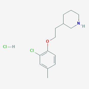 molecular formula C14H21Cl2NO B1426413 3-[2-(2-Chloro-4-methylphenoxy)ethyl]piperidine hydrochloride CAS No. 1220030-29-4