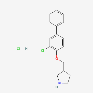molecular formula C17H19Cl2NO B1426419 3-Chloro[1,1'-biphenyl]-4-yl 3-pyrrolidinylmethyl-ether hydrochloride CAS No. 1219967-53-9