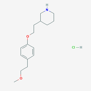 molecular formula C16H26ClNO2 B1426421 3-{2-[4-(2-Methoxyethyl)phenoxy]ethyl}piperidine hydrochloride CAS No. 1219956-96-3