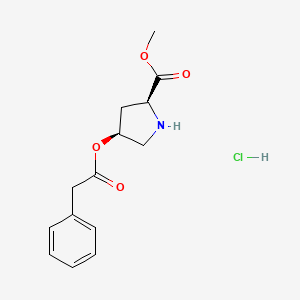 molecular formula C14H18ClNO4 B1426423 Methyl (2S,4S)-4-[(2-phenylacetyl)oxy]-2-pyrrolidinecarboxylate hydrochloride CAS No. 1354488-18-8