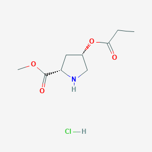molecular formula C9H16ClNO4 B1426430 Methyl (2S,4S)-4-(propionyloxy)-2-pyrrolidinecarboxylate hydrochloride CAS No. 1354487-20-9