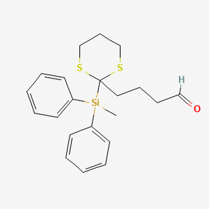 molecular formula C21H26OS2Si B14264344 1,3-Dithiane-2-butanal, 2-(methyldiphenylsilyl)- CAS No. 162318-12-9