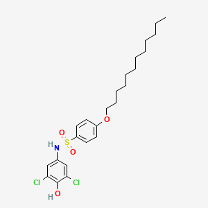 molecular formula C24H33Cl2NO4S B14264391 N-(3,5-Dichloro-4-hydroxyphenyl)-4-(dodecyloxy)benzene-1-sulfonamide CAS No. 130768-46-6