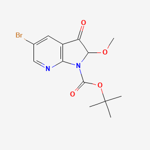 molecular formula C13H15BrN2O4 B14264503 1H-Pyrrolo[2,3-b]pyridine-1-carboxylic acid, 5-bromo-2,3-dihydro-2-methoxy-3-oxo-, 1,1-dimethylethyl ester 