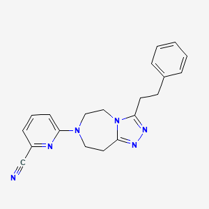 molecular formula C20H20N6 B1426452 6-(3-Phenethyl-8,9-dihydro-5H-[1,2,4]triazolo[4,3-d][1,4]diazepin-7(6H)-yl)picolinonitrile CAS No. 1309141-29-4