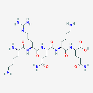 molecular formula C28H54N12O8 B14264569 L-Lysyl-N~5~-(diaminomethylidene)-L-ornithyl-L-glutaminyl-L-lysyl-L-glutamine CAS No. 185113-24-0