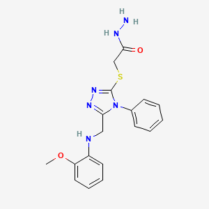 molecular formula C18H20N6O2S B1426469 2-[(5-{[(2-methoxyphenyl)amino]methyl}-4-phenyl-4H-1,2,4-triazol-3-yl)thio]acetohydrazide CAS No. 1306738-51-1