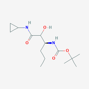 molecular formula C14H26N2O4 B1426485 Carbamic acid, N-[(1S)-1-[2-(cyclopropylamino)-1-hydroxy-2-oxoethyl]butyl]-, 1,1-dimethylethyl ester CAS No. 856707-39-6