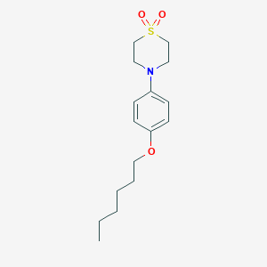 molecular formula C16H25NO3S B14264934 4-[4-(Hexyloxy)phenyl]-1lambda~6~,4-thiazinane-1,1-dione CAS No. 138224-85-8