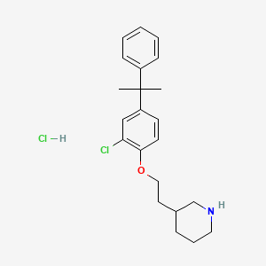 molecular formula C22H29Cl2NO B1426517 2-Chloro-4-(1-methyl-1-phenylethyl)phenyl 2-(3-piperidinyl)ethyl ether hydrochloride CAS No. 1219956-95-2