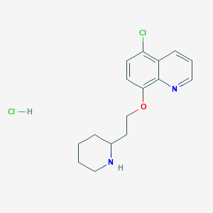 molecular formula C16H20Cl2N2O B1426522 5-Chloro-8-quinolinyl 2-(2-piperidinyl)ethyl ether hydrochloride CAS No. 1220031-30-0