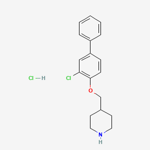 molecular formula C18H21Cl2NO B1426526 3-Chloro[1,1'-biphenyl]-4-yl 4-piperidinylmethyl ether hydrochloride CAS No. 1219976-81-4