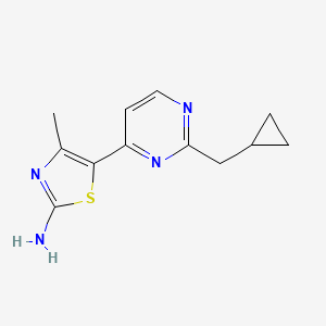 molecular formula C12H14N4S B1426551 5-(2-(Cyclopropylmethyl)pyrimidin-4-yl)-4-methylthiazol-2-amine CAS No. 1163707-18-3
