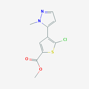 molecular formula C10H9ClN2O2S B1426561 Methyl 5-chloro-4-(1-methyl-1H-pyrazol-5-yl)thiophene-2-carboxylate CAS No. 1047630-52-3