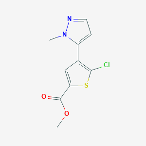 molecular formula C10H9ClN2O2S B1426561 2-Thiophenecarboxylic acid, 5-chloro-4-(1-methyl-1H-pyrazol-5-yl)-, methyl ester CAS No. 1047630-52-3