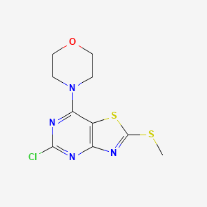 molecular formula C10H11ClN4OS2 B1426568 4-(5-Chloro-2-(methylthio)thiazolo[4,5-d]pyrimidin-7-yl)morpholine CAS No. 1137279-00-5