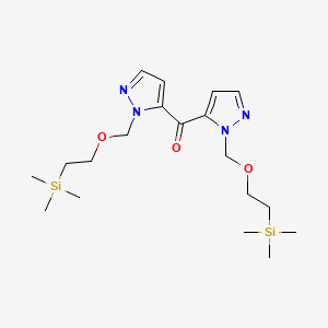 molecular formula C19H34N4O3Si2 B14265690 Methanone, bis[1-[[2-(trimethylsilyl)ethoxy]methyl]-1H-pyrazol-5-yl]- CAS No. 161227-60-7