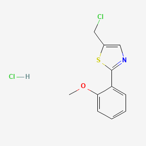 molecular formula C11H11Cl2NOS B1426577 5-(Chloromethyl)-2-(2-methoxyphenyl)-1,3-thiazole hydrochloride CAS No. 1185121-67-8