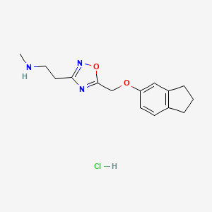 molecular formula C15H20ClN3O2 B1426581 (2-{5-[(2,3-dihydro-1H-inden-5-yloxy)methyl]-1,2,4-oxadiazol-3-yl}ethyl)methylamine hydrochloride CAS No. 1332529-20-0