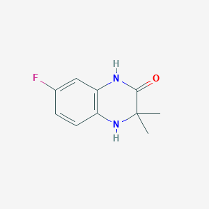 molecular formula C10H11FN2O B14266187 7-Fluoro-3,3-dimethyl-3,4-dihydroquinoxalin-2(1H)-one CAS No. 146739-36-8