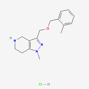 molecular formula C16H22ClN3O B1426635 1-methyl-3-{[(2-methylbenzyl)oxy]methyl}-4,5,6,7-tetrahydro-1H-pyrazolo[4,3-c]pyridine hydrochloride CAS No. 1332529-67-5