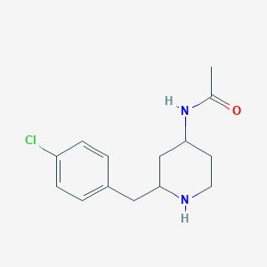 molecular formula C14H19ClN2O B14266364 Acetamide, N-[2-[(4-chlorophenyl)methyl]-4-piperidinyl]-, trans- 