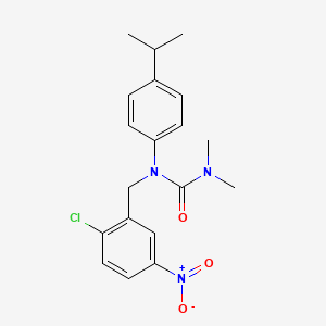 molecular formula C19H22ClN3O3 B14266429 Urea, N-((2-chloro-5-nitrophenyl)methyl)-N',N'-dimethyl-N-(4-(1-methylethyl)phenyl)- CAS No. 136132-31-5