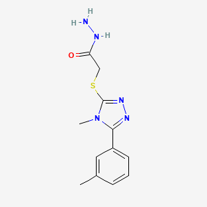 molecular formula C12H15N5OS B1426655 2-{[4-methyl-5-(3-methylphenyl)-4H-1,2,4-triazol-3-yl]thio}acetohydrazide CAS No. 1306739-50-3