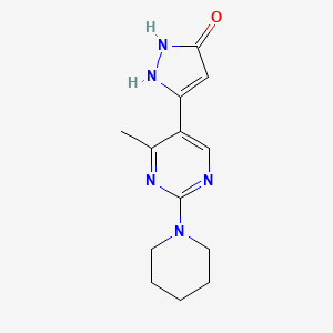 molecular formula C13H17N5O B1426657 3-(4-methyl-2-piperidin-1-ylpyrimidin-5-yl)-1H-pyrazol-5-ol CAS No. 1452577-04-6