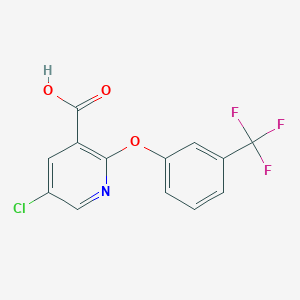 molecular formula C13H7ClF3NO3 B1426658 5-Chloro-2-[3-(trifluoromethyl)phenoxy]nicotinic acid CAS No. 1338494-58-8