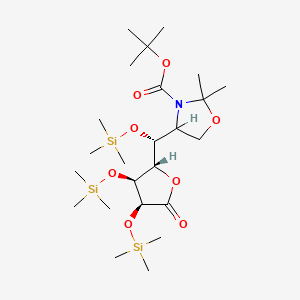molecular formula C24H49NO8Si3 B14266629 tert-butyl 2,2-dimethyl-4-[(R)-[(2S,3S,4S)-5-oxo-3,4-bis(trimethylsilyloxy)oxolan-2-yl]-trimethylsilyloxymethyl]-1,3-oxazolidine-3-carboxylate CAS No. 135086-50-9