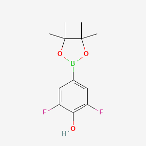 molecular formula C12H15BF2O3 B1426715 2,6-Difluoro-4-(4,4,5,5-tetramethyl-1,3,2-dioxaborolan-2-YL)phenol CAS No. 1029439-83-5