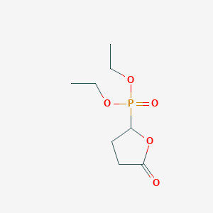 molecular formula C8H15O5P B14267172 Phosphonic acid, (tetrahydro-5-oxo-2-furanyl)-, diethyl ester CAS No. 138175-86-7