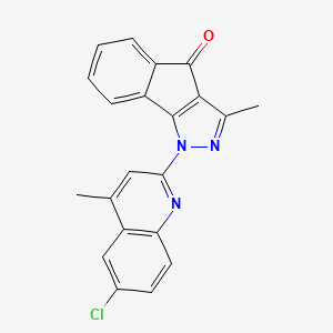 molecular formula C21H14ClN3O B14267258 Indeno(1,2-c)pyrazol-4(1H)-one, 1-(6-chloro-4-methyl-2-quinolinyl)-3-methyl- CAS No. 130946-66-6
