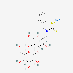 molecular formula C21H32NNaO10S2 B14267521 D-Glucitol, 1-deoxy-1-((dithiocarboxy)((4-methylphenyl)methyl)amino)-4-O-beta-D-galactopyranosyl-, monosodium salt CAS No. 133562-61-5