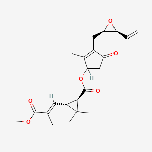 molecular formula C22H28O6 B14267737 Cyclopropanecarboxylic acid, 3-(3-methoxy-2-methyl-3-oxo-1-propenyl)-2,2-dimethyl-, 3-((3-ethenyloxiranyl)methyl)-2-methyl-4-oxo-2-cyclopenten-1-yl ester, (2R-(2alpha(S*(1R*,3R*(E))),3alpha))- CAS No. 131484-68-9