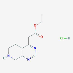 molecular formula C11H16ClN3O2 B1426787 Ethyl 2-(5,6,7,8-tetrahydropyrido[3,4-d]pyrimidin-4-yl)acetate hydrochloride CAS No. 1187830-52-9