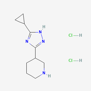 molecular formula C10H17ClN4 B1426790 3-(5-cyclopropyl-4H-1,2,4-triazol-3-yl)piperidine dihydrochloride CAS No. 1332530-88-7