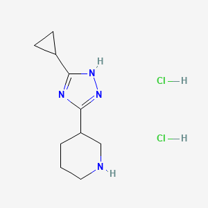 molecular formula C10H18Cl2N4 B1426790 3-(5-cyclopropyl-4H-1,2,4-triazol-3-yl)piperidine dihydrochloride CAS No. 1332530-88-7