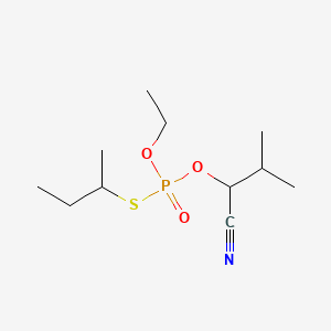 molecular formula C11H22NO3PS B14268074 Phosphorothioic acid, O-(1-cyano-2-methylpropyl) O-ethyl S-(1-methylpropyl) ester CAS No. 134650-07-0