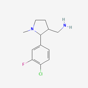 molecular formula C12H16ClFN2 B1426863 [2-(4-Chloro-3-fluorophenyl)-1-methylpyrrolidin-3-yl]methanamine CAS No. 1342051-10-8