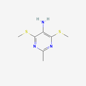 molecular formula C7H11N3S2 B14268652 5-Pyrimidinamine, 2-methyl-4,6-bis(methylthio)- CAS No. 134992-28-2