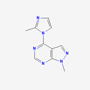 molecular formula C10H10N6 B1426872 2-methyl-1-{1-methyl-1H-pyrazolo[3,4-d]pyrimidin-4-yl}-1H-imidazole CAS No. 1328260-83-8
