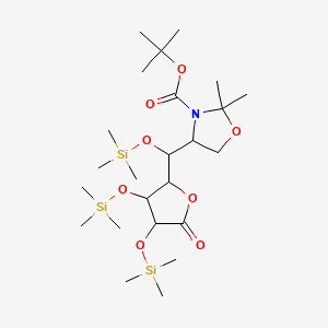 molecular formula C24H49NO8Si3 B14268983 Tert-butyl 2,2-dimethyl-4-[[5-oxo-3,4-bis(trimethylsilyloxy)oxolan-2-yl]-trimethylsilyloxymethyl]-1,3-oxazolidine-3-carboxylate CAS No. 136597-87-0