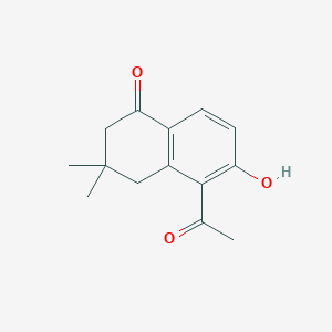 molecular formula C14H16O3 B14269035 5-Acetyl-6-hydroxy-3,3-dimethyl-3,4-dihydronaphthalen-1(2H)-one CAS No. 184955-32-6