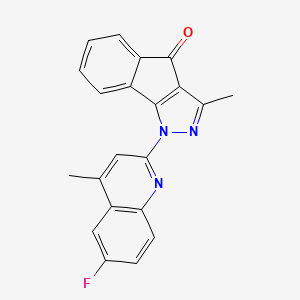 molecular formula C21H14FN3O B14269110 Indeno(1,2-c)pyrazol-4(1H)-one, 1-(6-fluoro-4-methyl-2-quinolinyl)-3-methyl- CAS No. 130946-67-7