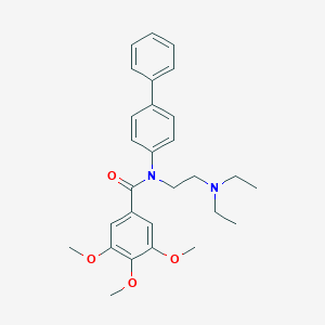 molecular formula C28H34N2O4 B142692 Benzamide, N-(1,1'-biphenyl)-4-yl-N-(2-(diethylamino)ethyl)-3,4,5-trimethoxy- CAS No. 143288-15-7
